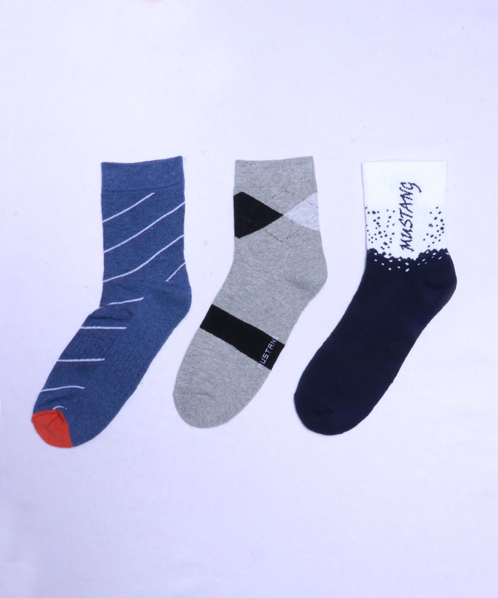 3pk Cotton Rich Design Terry Combo Socks