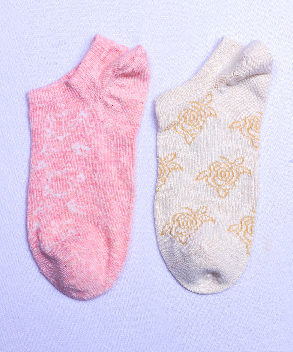 2pk Self Design Floral Print Socks