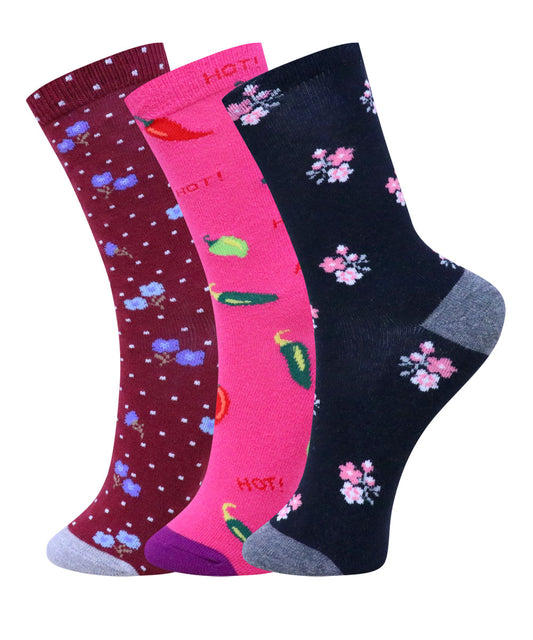 3pk Patterned Full Length Combo Socks