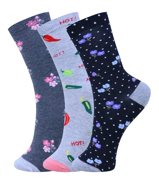 3pk Patterned Full Length Combo Socks