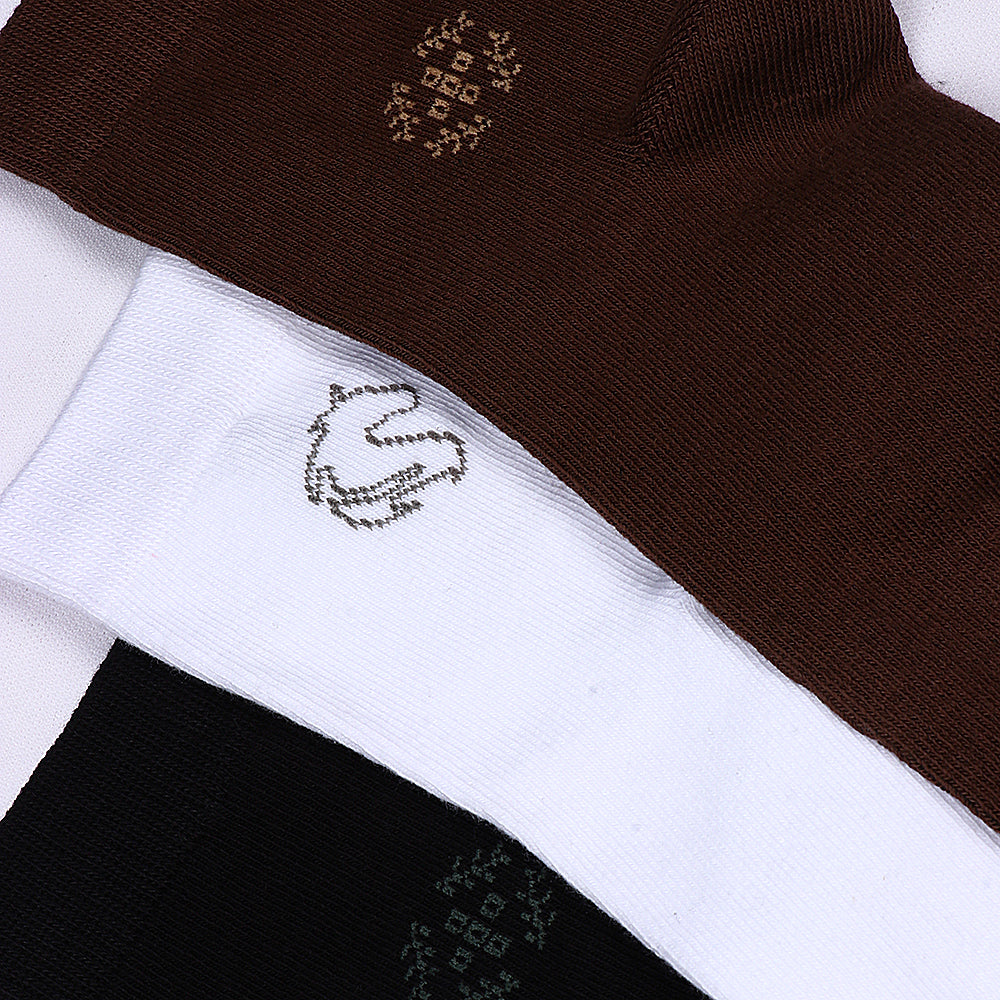 3 Pk Men's Minimal Embroidered Design Socks