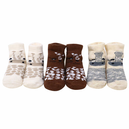 3 Pk Unisex Baby Cotton Grip Socks Cozy Terry Animal Socks
