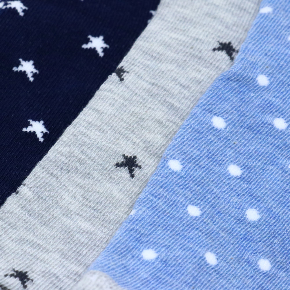 3 Pk Mustang Kids Ankle Socks – Star & Polka Dot Pattern