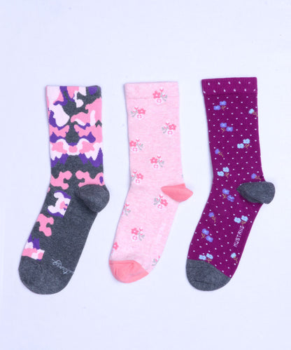 3pk Patterned Full Length Combo Socks