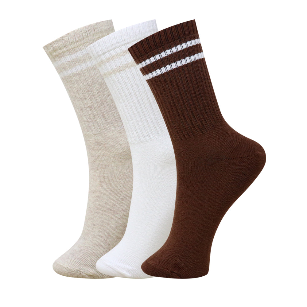 3 Pk Kids Ribbed Crew Length Socks For Boys And Girls