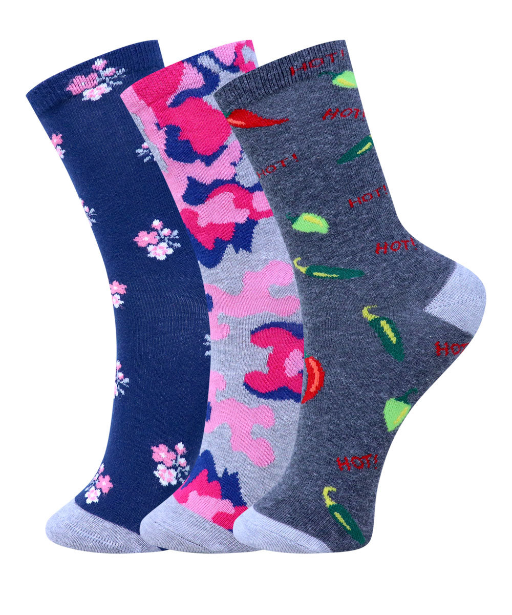 3pk Patterned Full Length Combo Socks