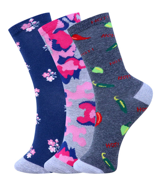 3pk Patterned Full Length Combo Socks