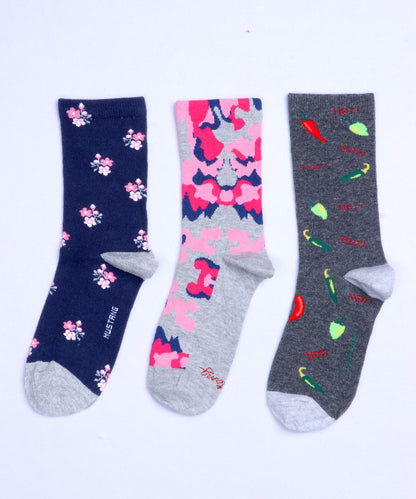 3pk Patterned Full Length Combo Socks