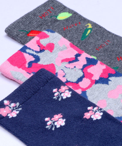 3pk Patterned Full Length Combo Socks