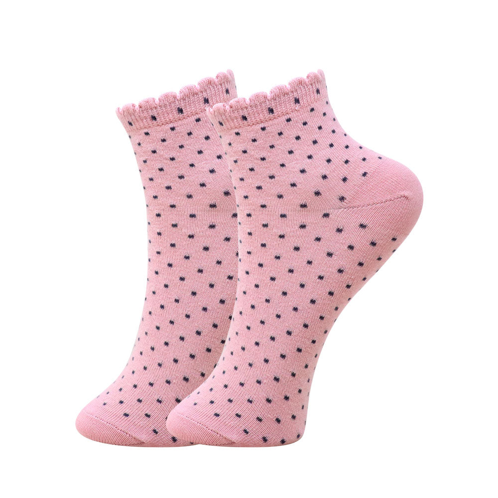 3 Pk Ladies Polka Dots & Solid Mix Design Socks