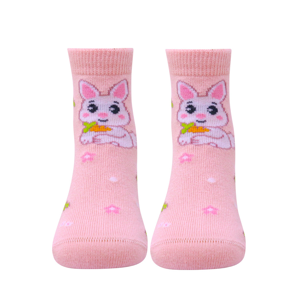 3 Pk Girls’ Cute Cartoon & Rainbow Printed Crew Socks