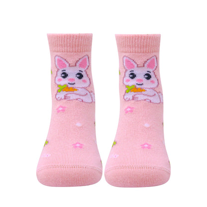 3 Pk Girls’ Cute Cartoon & Rainbow Printed Crew Socks