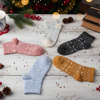 5 Pk Women's Nordic Reindeer & Snowflake Winter