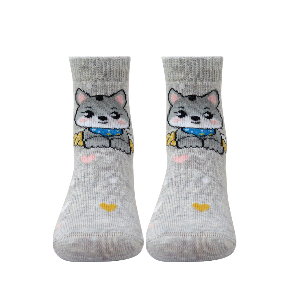 3 Pk Kids Cute Cat Design Crew Socks – Soft, Comfortable & Colorful Everyday Socks