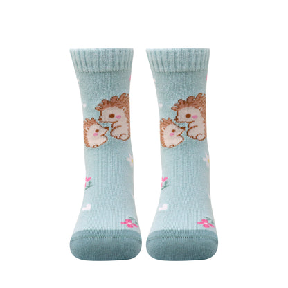3 Pk Girls’ Floral & Animal Print Crew Socks