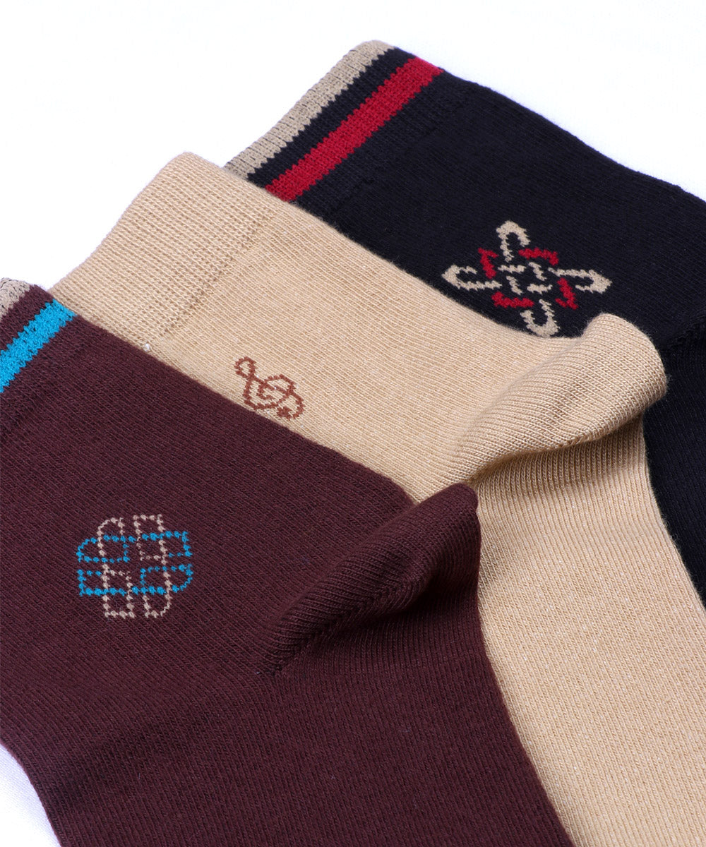 3pk Cotton Rich Design Combo Socks