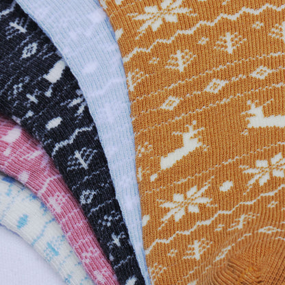 5 Pk Women's Nordic Reindeer & Snowflake Winter