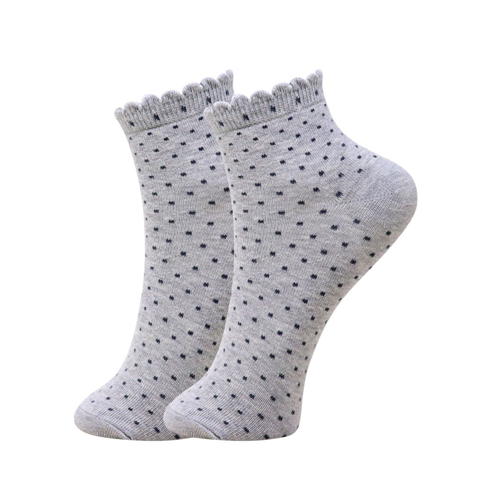 3 Pk Ladies Polka Dots & Solid Mix Design Socks