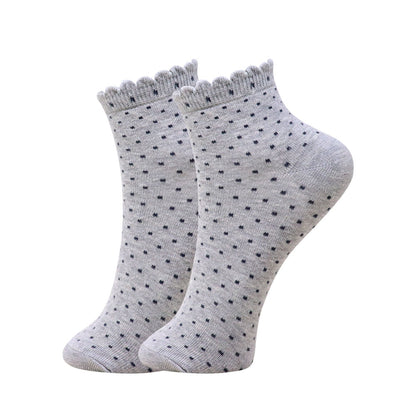 3 Pk Ladies Polka Dots & Solid Mix Design Socks