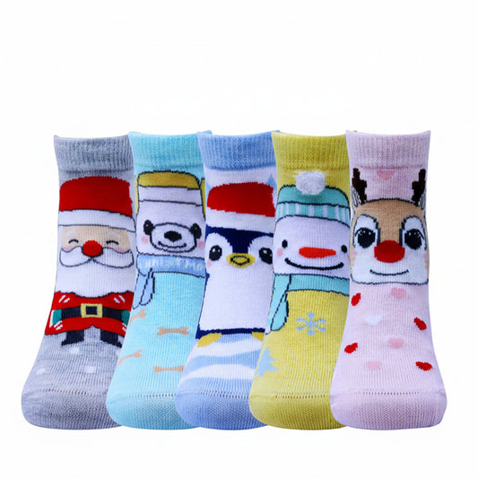 5 Pk Kid's Christmas Character Winter Crew Socks