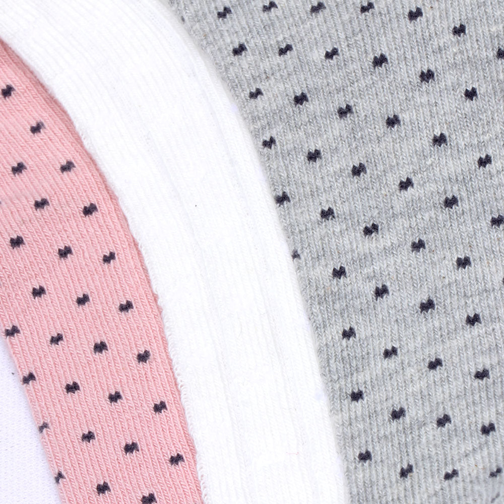 3 Pk Ladies Polka Dots & Solid Mix Design Socks