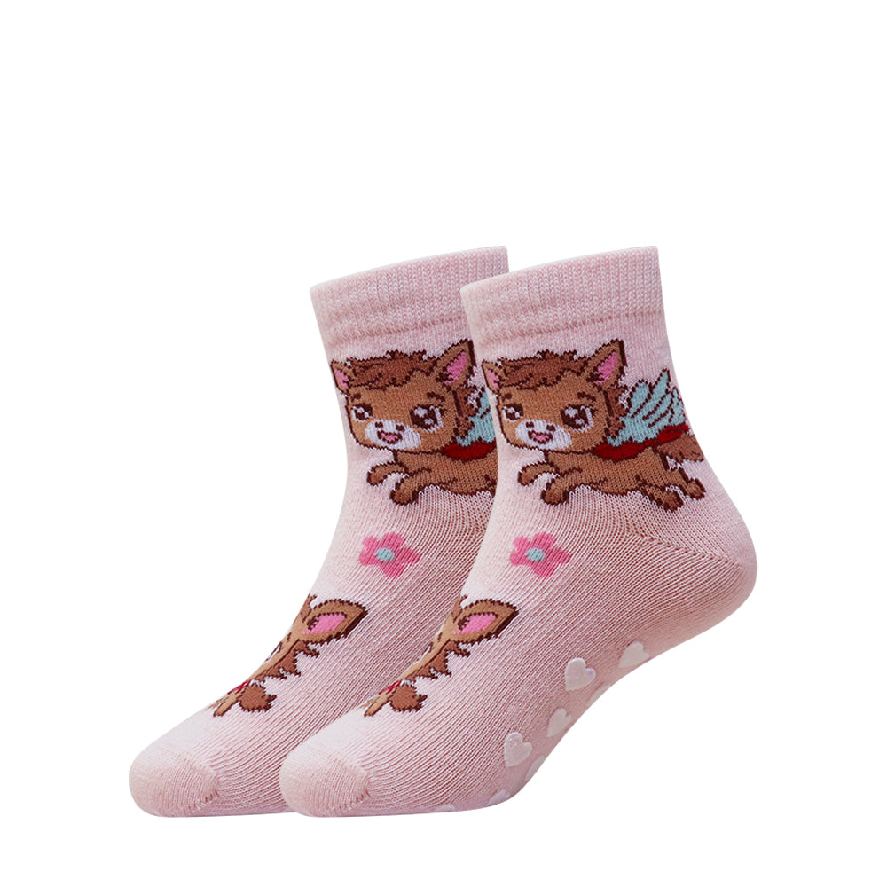 3 Pk Cute Kitty Kids Socks - Soft Cotton Anti-Slip Socks