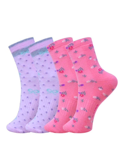 2pk Floral & Polka Dot Design Terry Socks