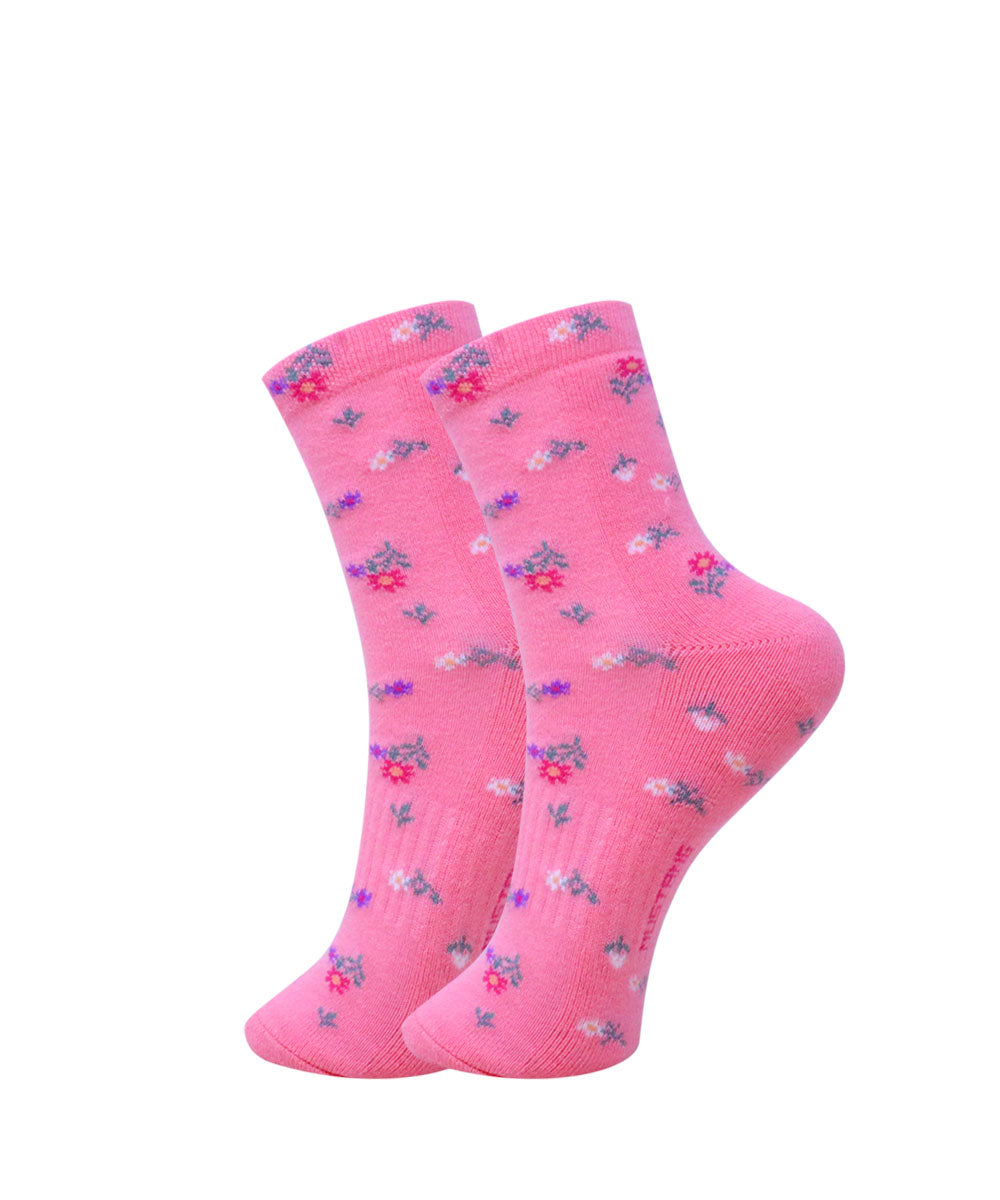 2pk Floral & Polka Dot Design Terry Socks