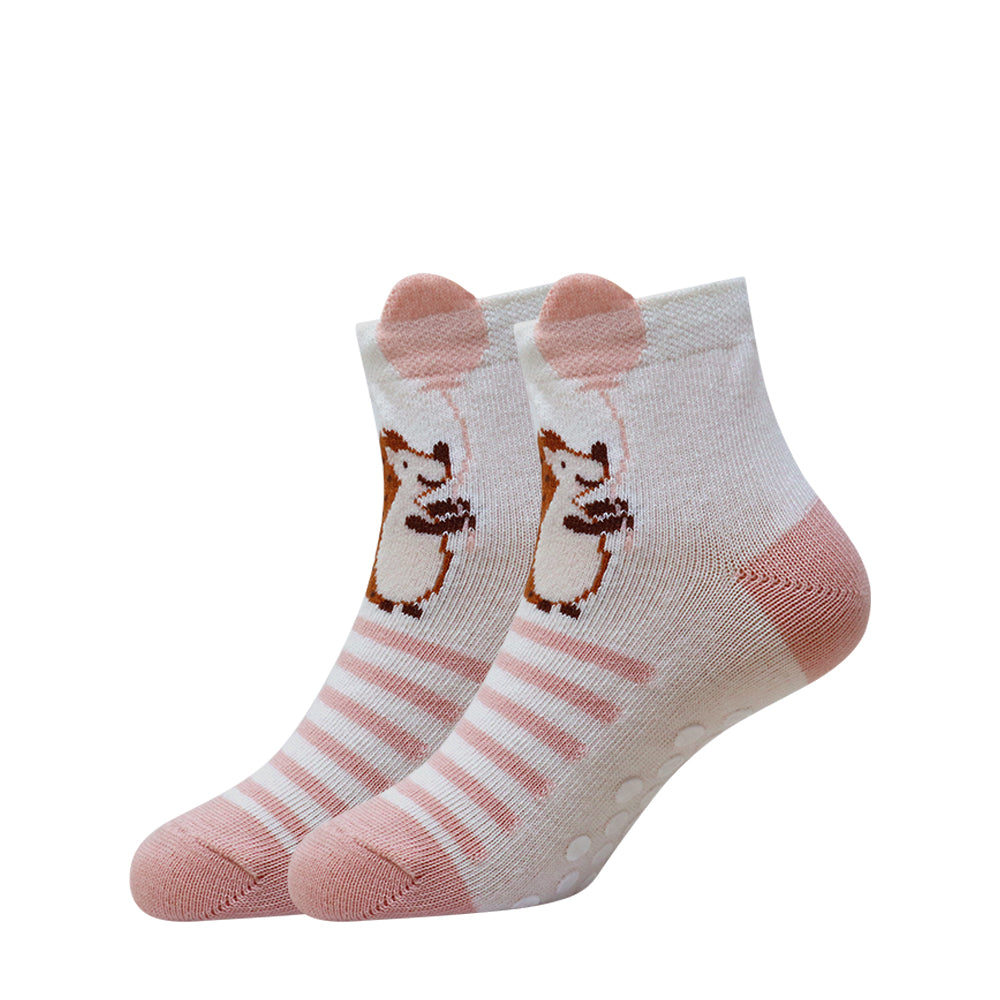 3 Pk Cute Kitty Kids Socks - Soft Cotton Anti-Slip Socks