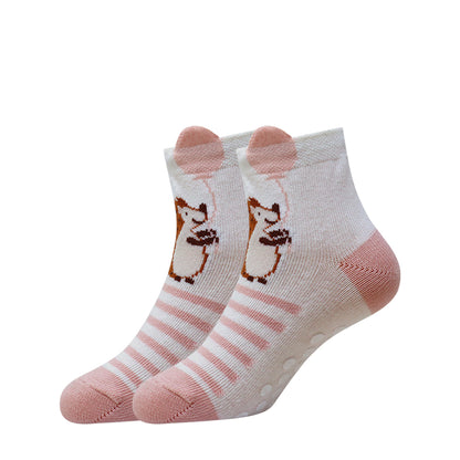 3 Pk Cute Kitty Kids Socks - Soft Cotton Anti-Slip Socks