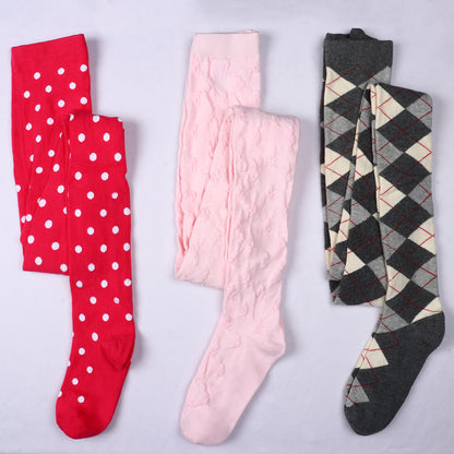 3 Pk Girls' Premium Cotton Designer Full-Length Tights Combo Pack