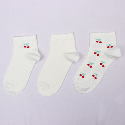 3 Pk Ladies Cherry Print Design Socks