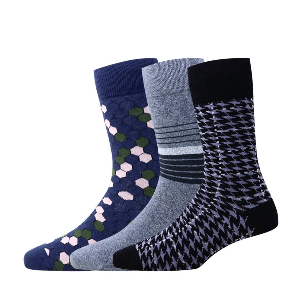 3pk Premium Patterned Cotton Socks