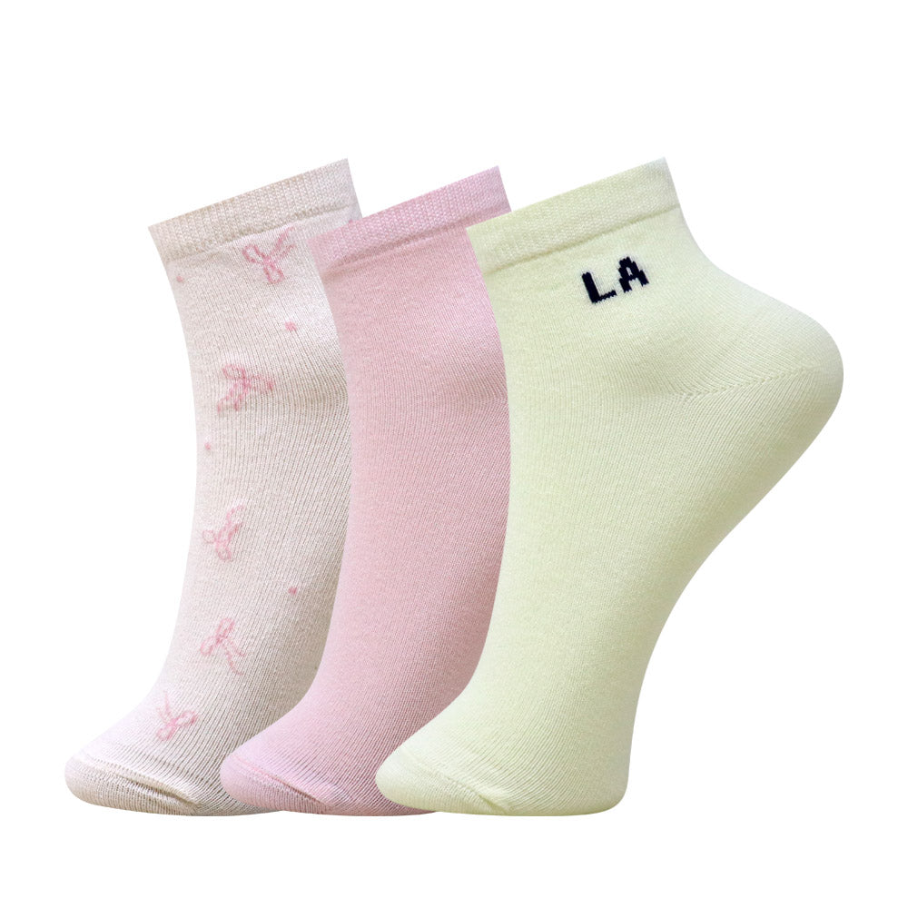 3 Pk Women's Pastel Crew Socks Soft Cotton Blend Casual Socks