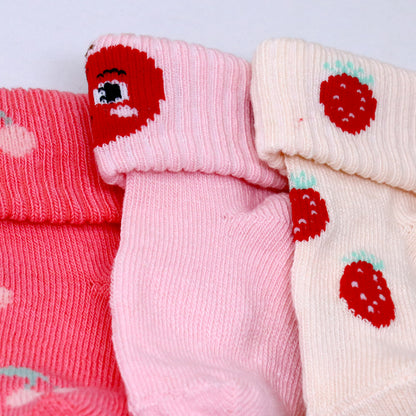 3 Pk Cute Baby Girl Grip Socks  Soft Cotton Terry Socks