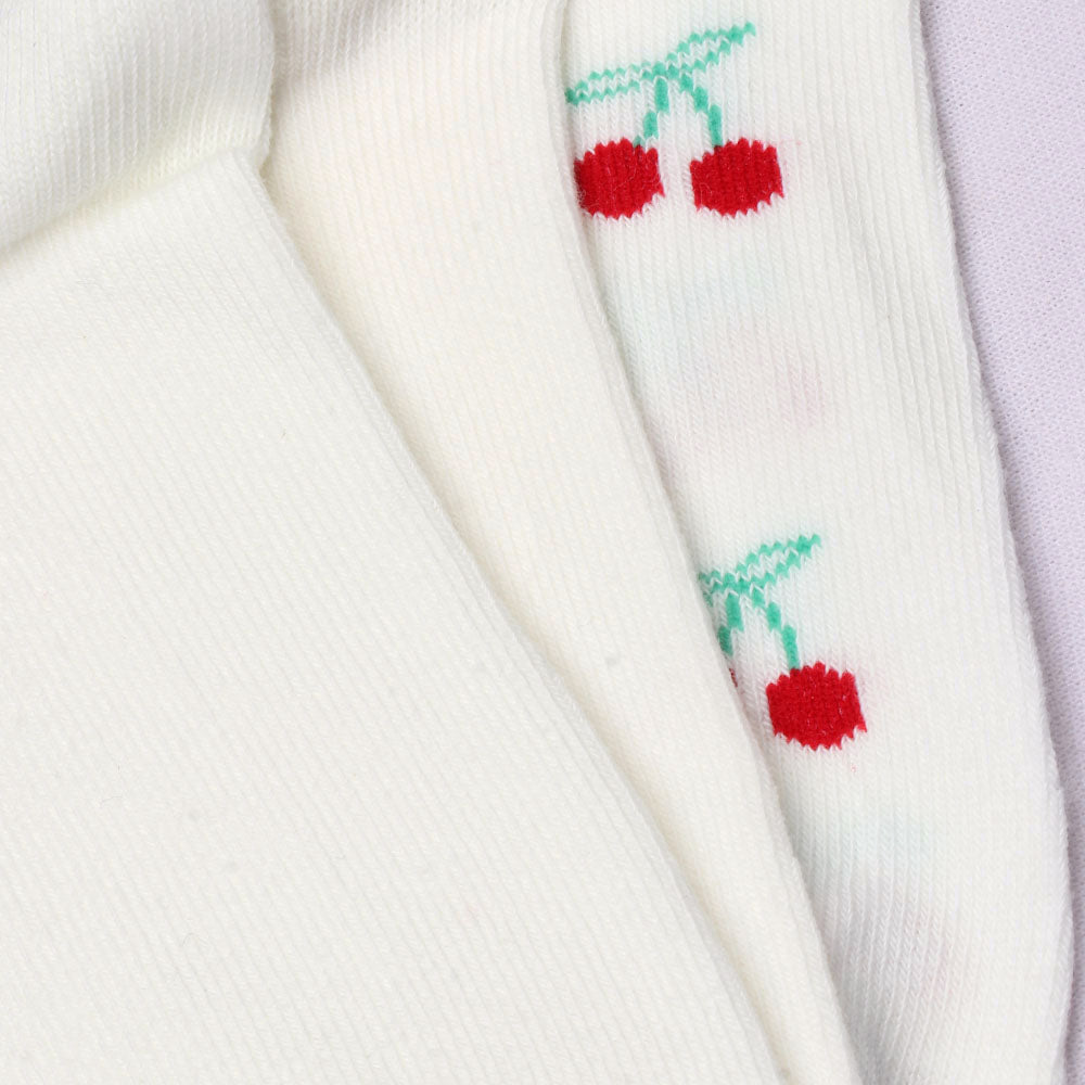 3 Pk Ladies Cherry Print Design Socks