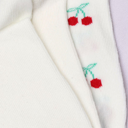 3 Pk Ladies Cherry Print Design Socks