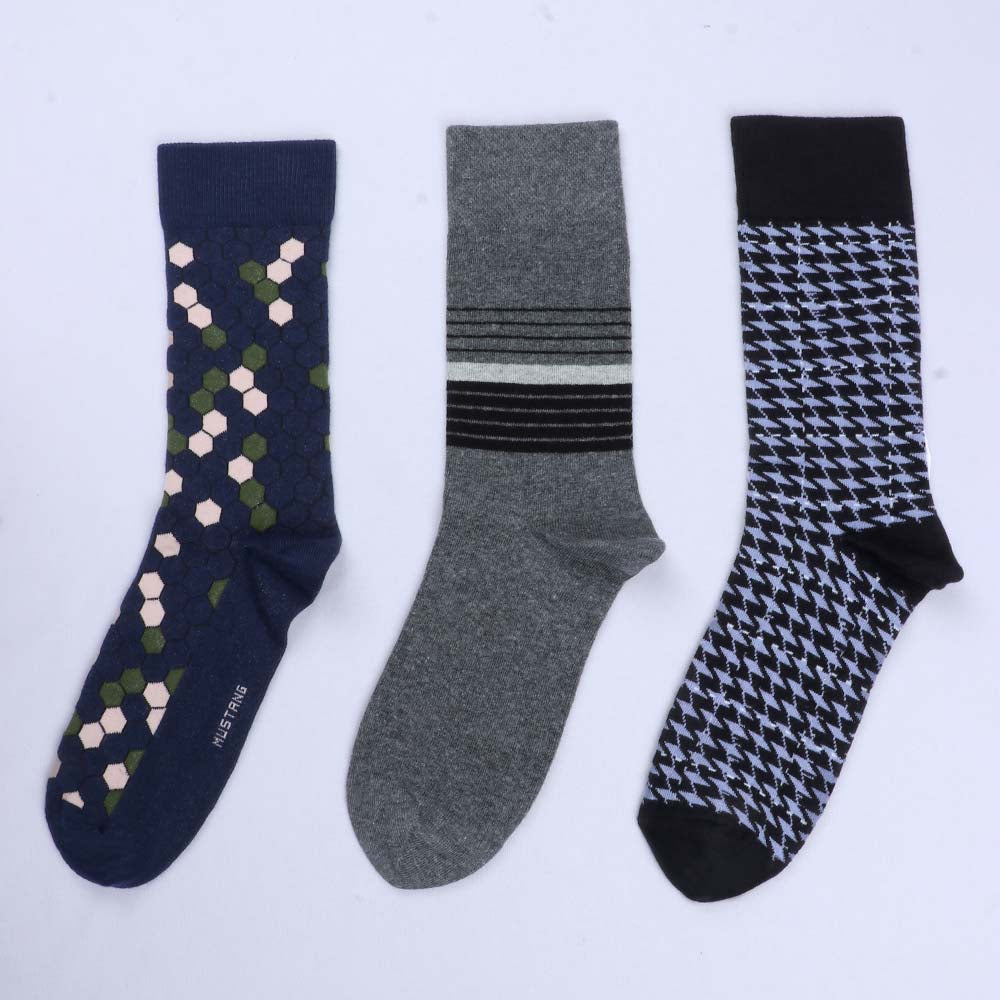 3pk Premium Patterned Cotton Socks