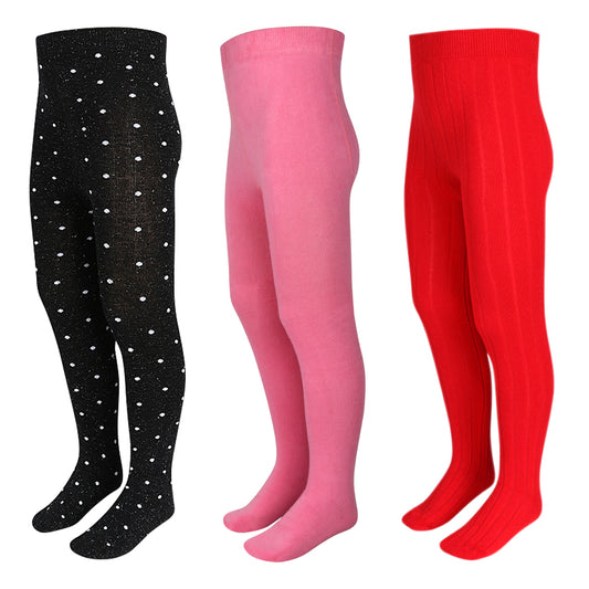 3 Pk Girls' Cotton Stockings Combo Pack