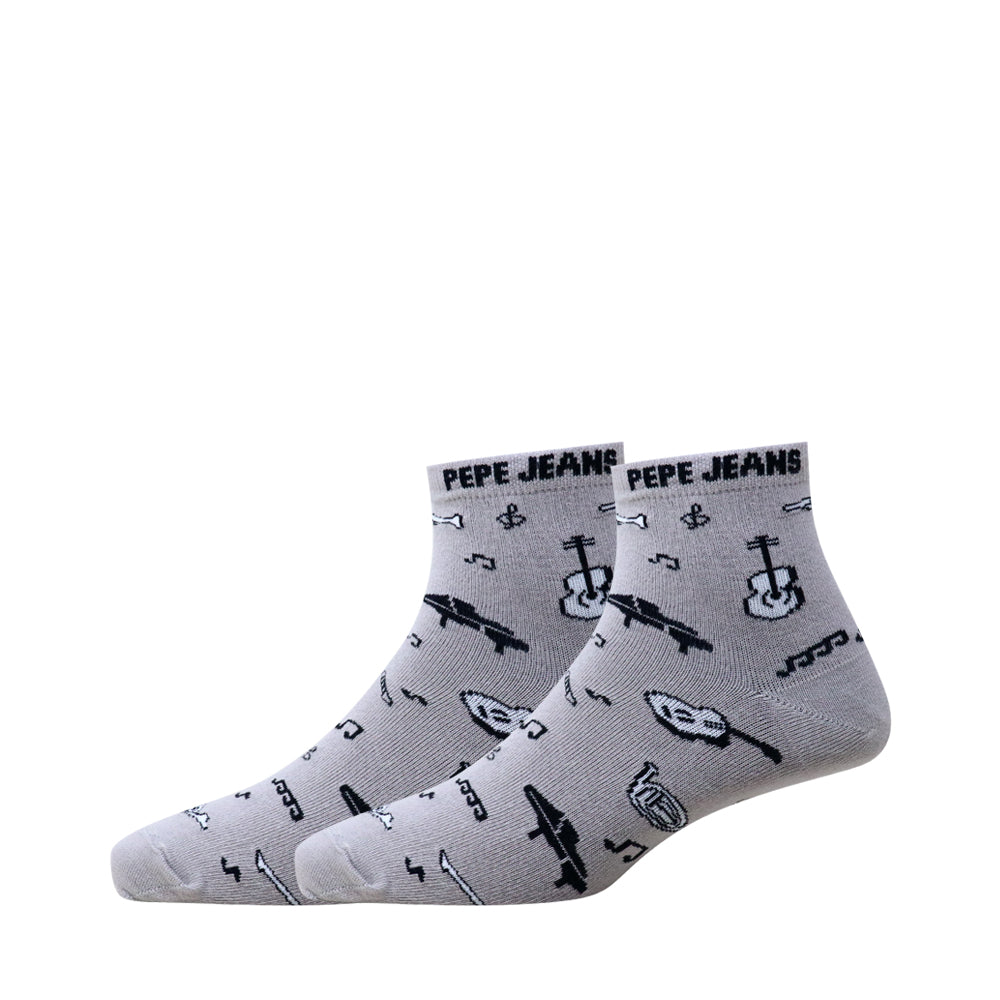 3 Pk Mustang Pepe Jeans Men’s Music & Piano Printed Ankle Socks