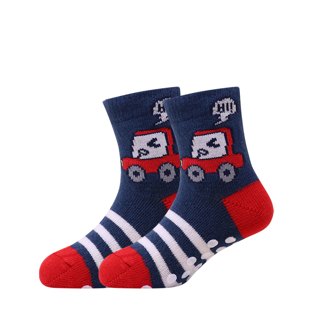 3 Pk  Kids Cartoon Crew Socks – Soft Cotton Antiskid Socks