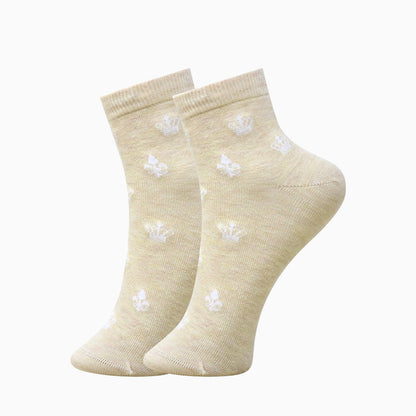 3 Pk Women’s Crown Print Crew Socks – Stylish & Elegant Printed Socks