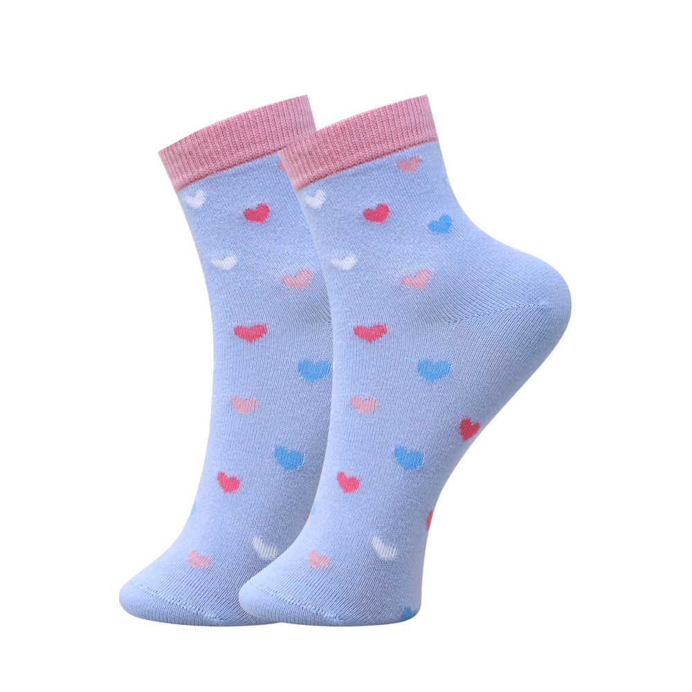 3 Pk Girls’ Heart, Floral & Star Printed Socks