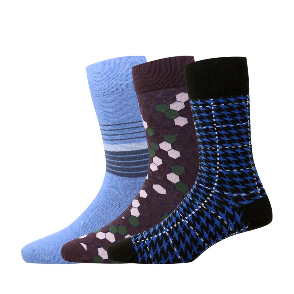 3pk Premium Patterned Cotton Socks