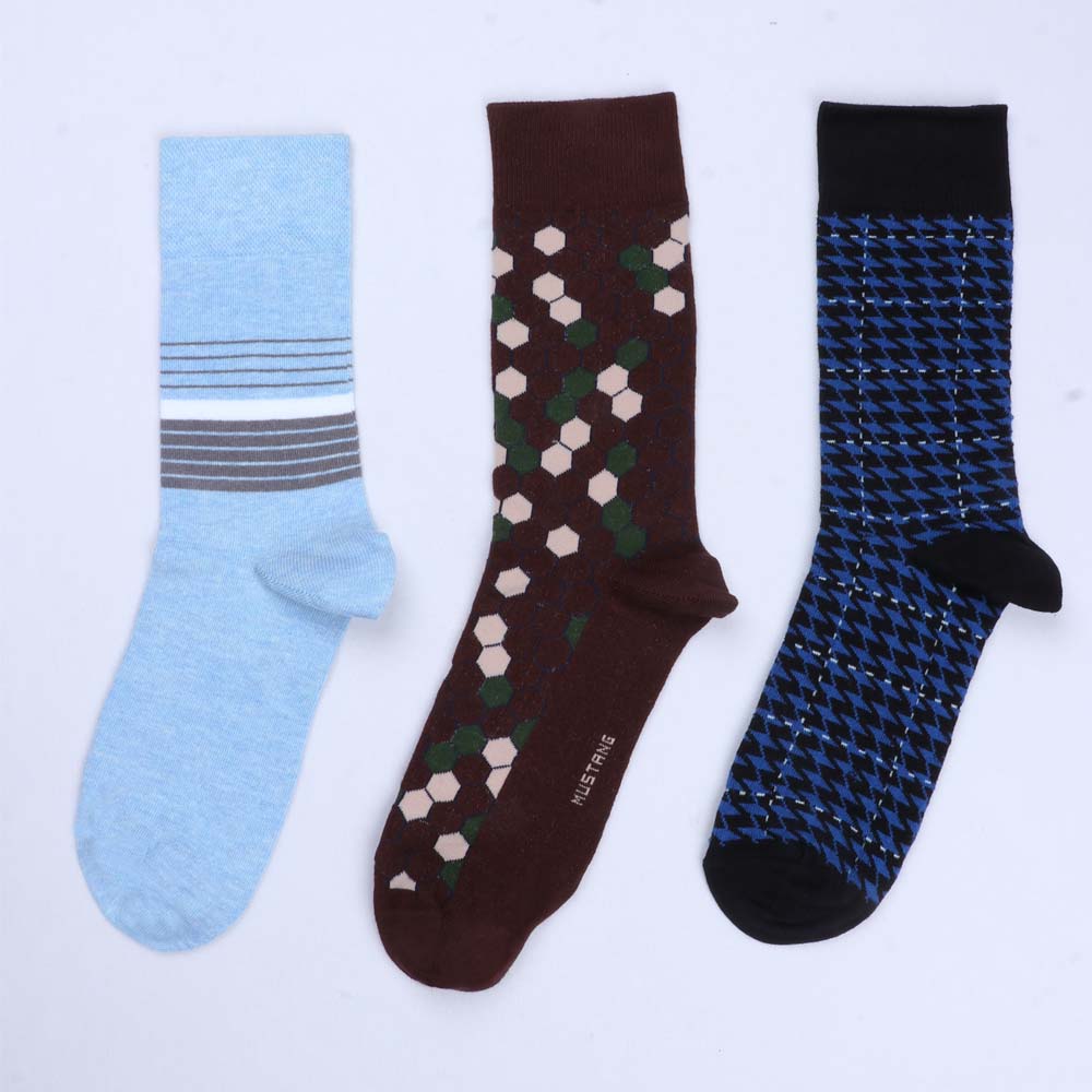 3pk Premium Patterned Cotton Socks