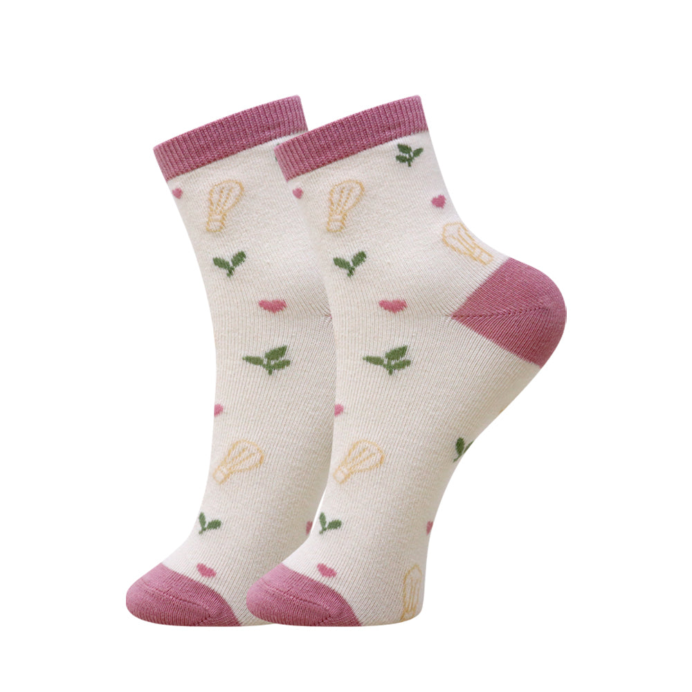 3 Pk Girls’ Heart, Floral & Star Printed Socks