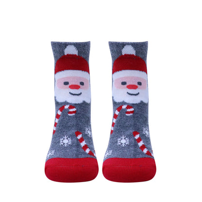 5 Pk Kid's Santa Cartoon Christmas Socks