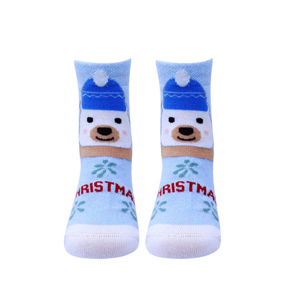 5 Pk Kid's Santa Cartoon Christmas Socks