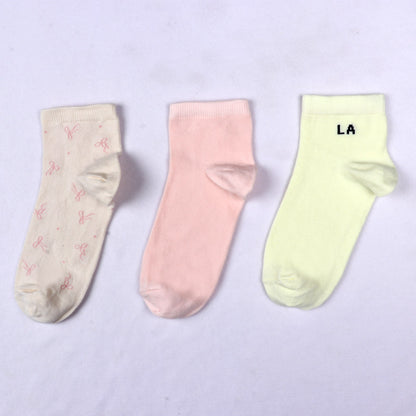 3 Pk Women's Pastel Crew Socks Soft Cotton Blend Casual Socks