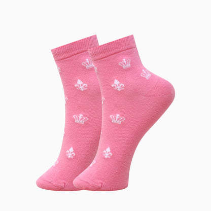 3 Pk Women’s Crown Print Crew Socks – Stylish & Elegant Printed Socks
